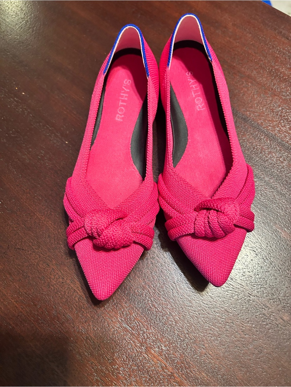 Rothy's Hot Pink Pointed-Toe Knot Flats